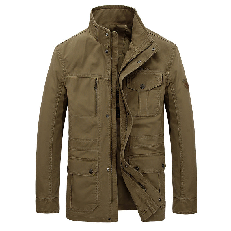 Men's Casual Mid-Length Cotton Jacket for Spring/Fall