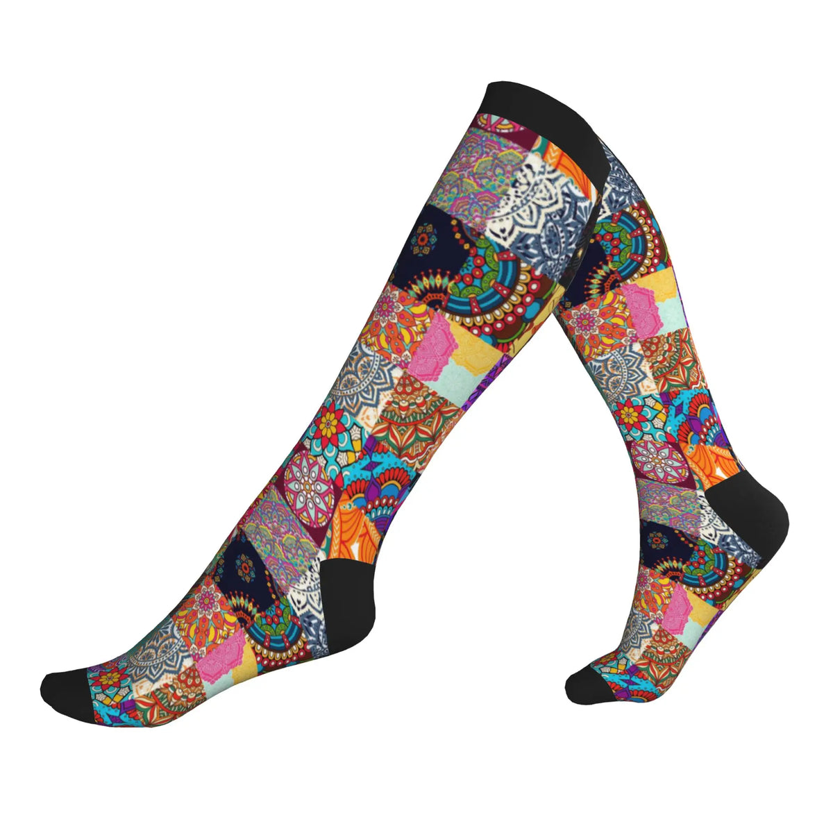 Bogolan African Mud Cloth Men Women Sports Compression Socks Unisex Funny 3D Printing Tribal Ethnic Pattern Dress Socks