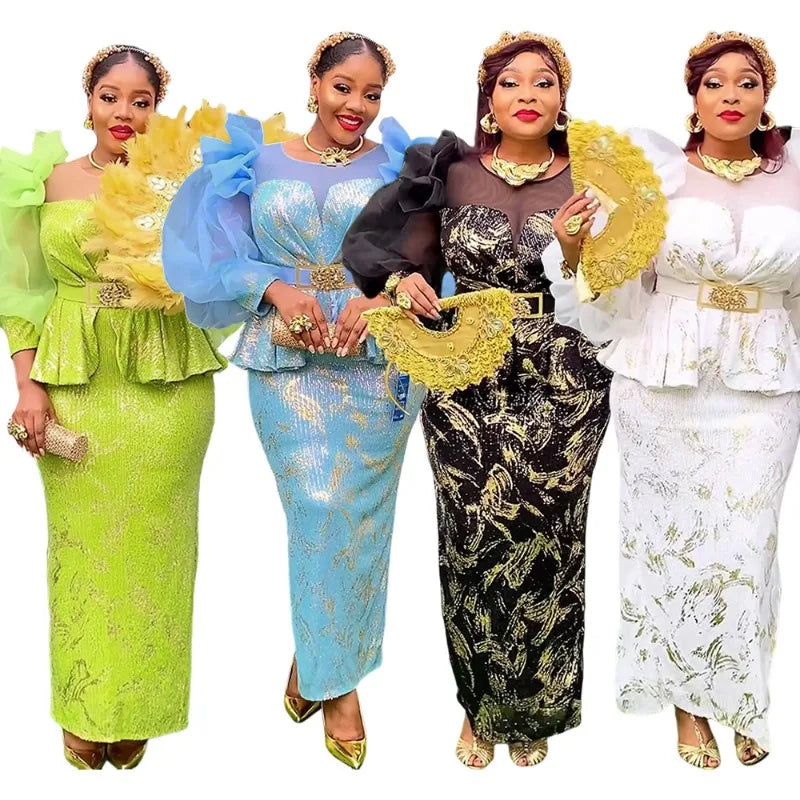 2025 New Women African Party Dress Dashiki Ankara Wedding Evening Gown Elegant Turkey Muslim Maxi Dress Plus Size Fashion