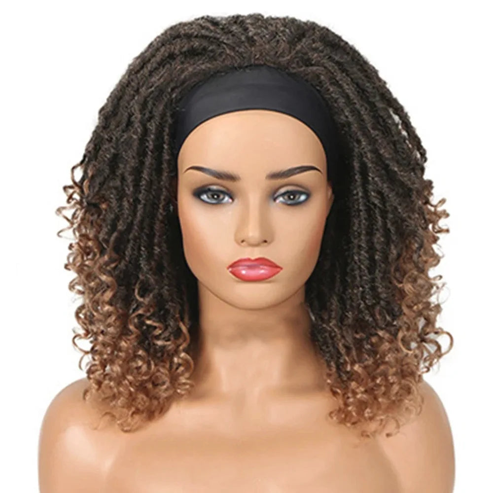 European and American headscarf wigs, African crochet braided dreadlocks, gradient color short curly hair headgear