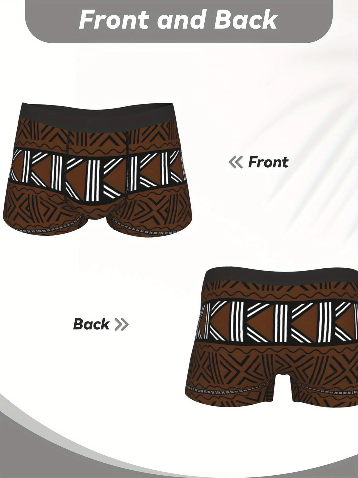 BIIHUDU Men's African Tribal Print Boxer Briefs - Mid-Stretch Breathable Fabric, Non-Transparent, Hand Wash/Dry Clean, Bold Cult