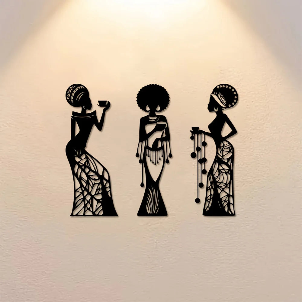 CIFBUY Iron Wall Art African Woman Silhouette Metal Sculpture Modern Decor Sign For Living Room Bedroom Office Easy Hang