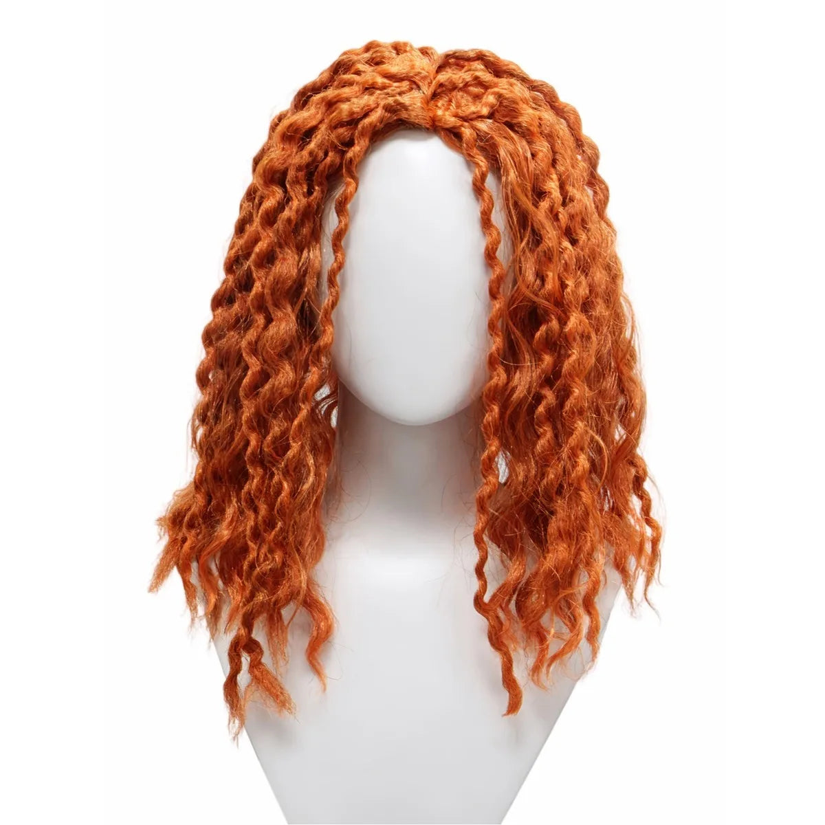 Synthetic Middle Part Orange Green Short Curly Fluffy Hollow Heart Braid Wig Cosplay Party Costume African Style Hairpiece