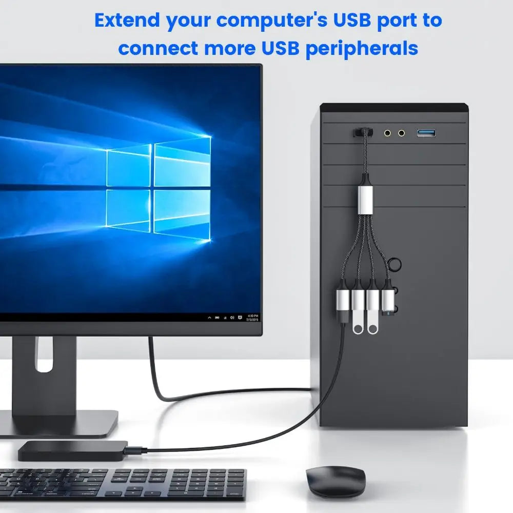 For PC Laptop Data Transfer Converter OTG Adapter Type C Hub USB Expander Charging Splitter