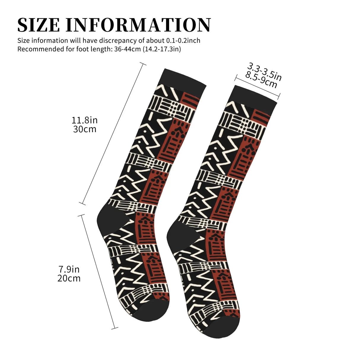Bogolan African Mud Cloth Men Women Sports Compression Socks Unisex Funny 3D Printing Tribal Ethnic Pattern Dress Socks