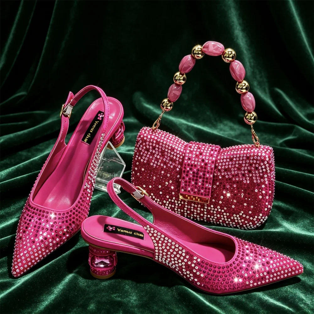 Newest INS Style 2026 Elegant High Heels Pointed-Toe Nigeria Popular Design African Ladies Shoes And Bag Set