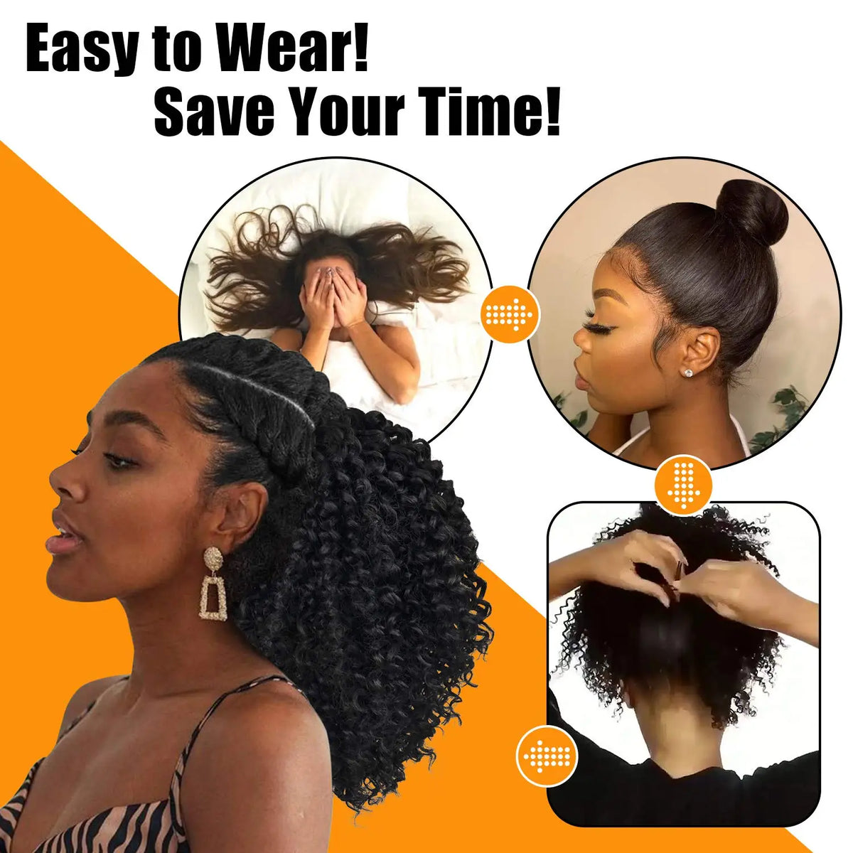 Synthetic Drawstring Curly Hair Ponytail Extension for African Women Short Afro Kinky Curly Hairpieces Fake Tail