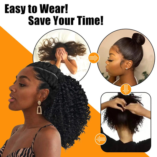 Synthetic Drawstring Curly Hair Ponytail Extension for African Women Short Afro Kinky Curly Hairpieces Fake Tail