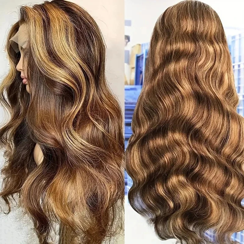 Fashionable front lace in piano color with large wavy curls, African synthetic fiber wig