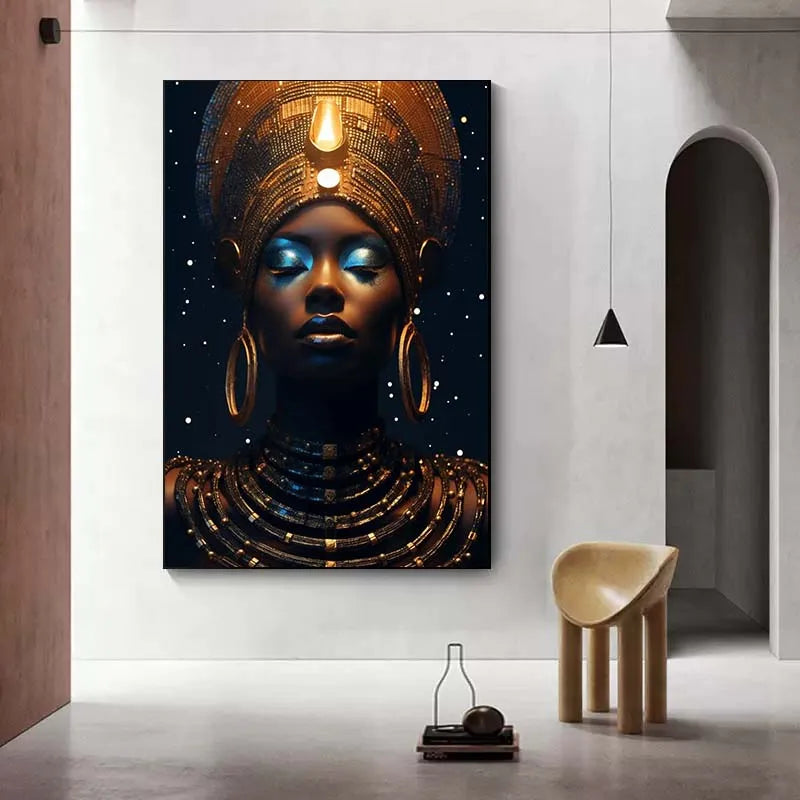 African Black Women Poster Prints Egyptian Queen Pharaoh Canvas Painting Modern Wall Art Pictures Home Living Room Decor Cuadro
