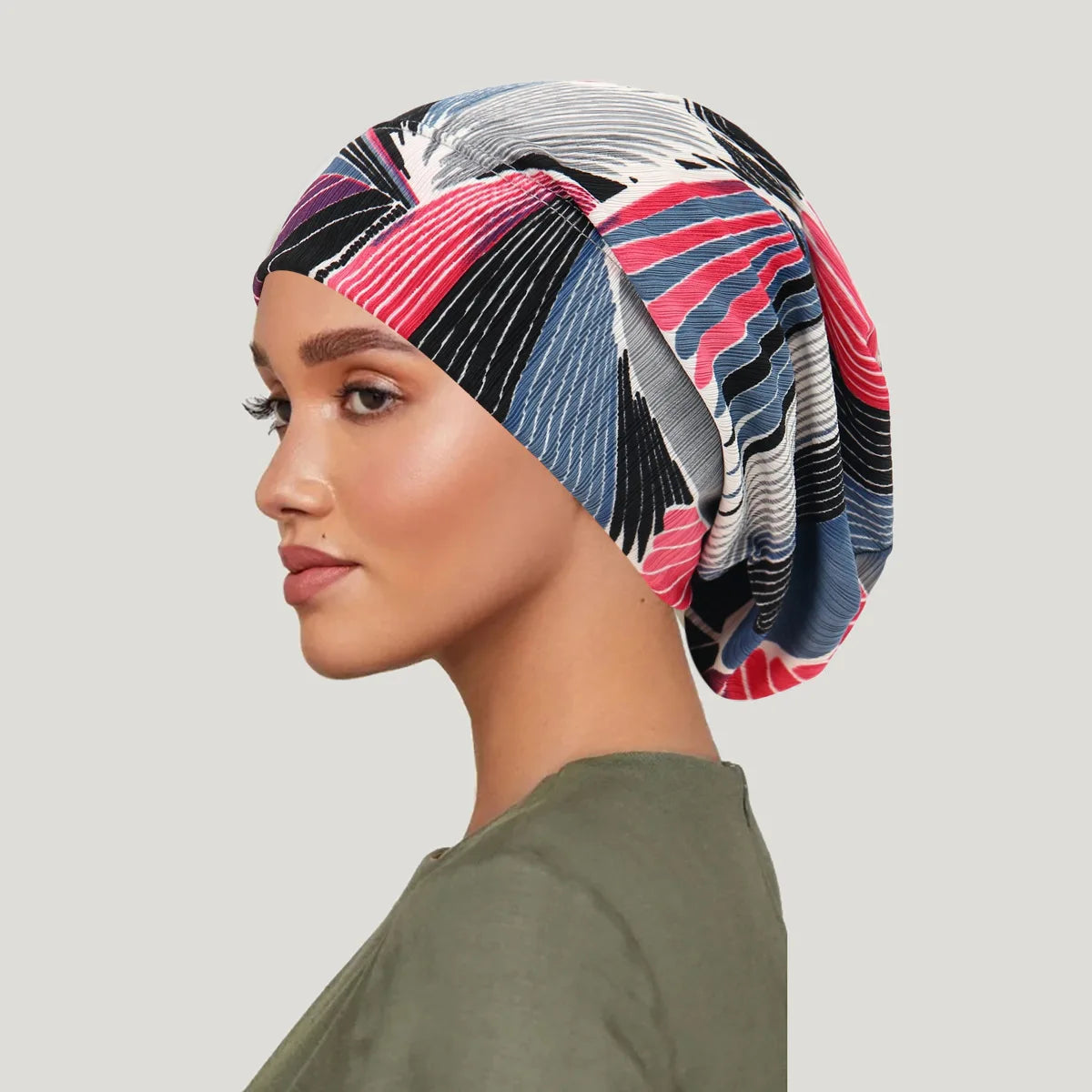 2026 New Tie-dye Hair Cover Cap Luxury Lace Muslim Turban Hat Women Chemo Cap Headscarf Wraps African Beanie Headwear