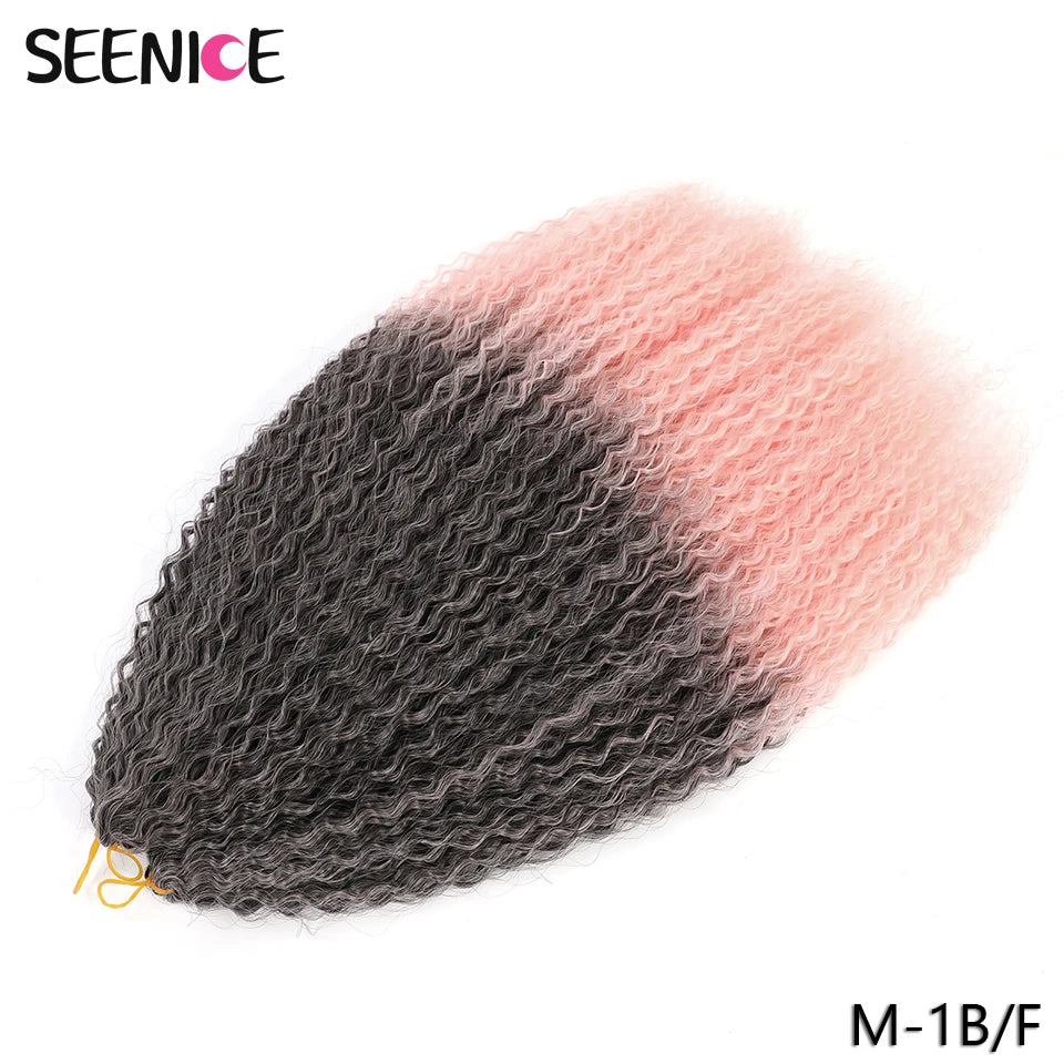 Kinky Curly Afro Curls Crochet Hair Braiding Hair Extensions Synthetic African Braided Hair For Braids Soft Ombre Pink Black