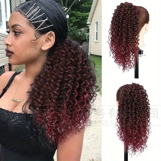 Synthetic European and American women's African curly small wavy ponytail wig