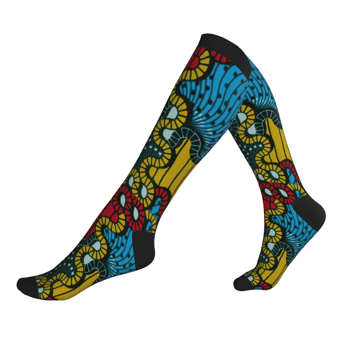 Traditional African Ethnic Tribal Ankara Geometric Art Mens Sports Compression Socks Spring Summer Autumn Winter Dress Socks