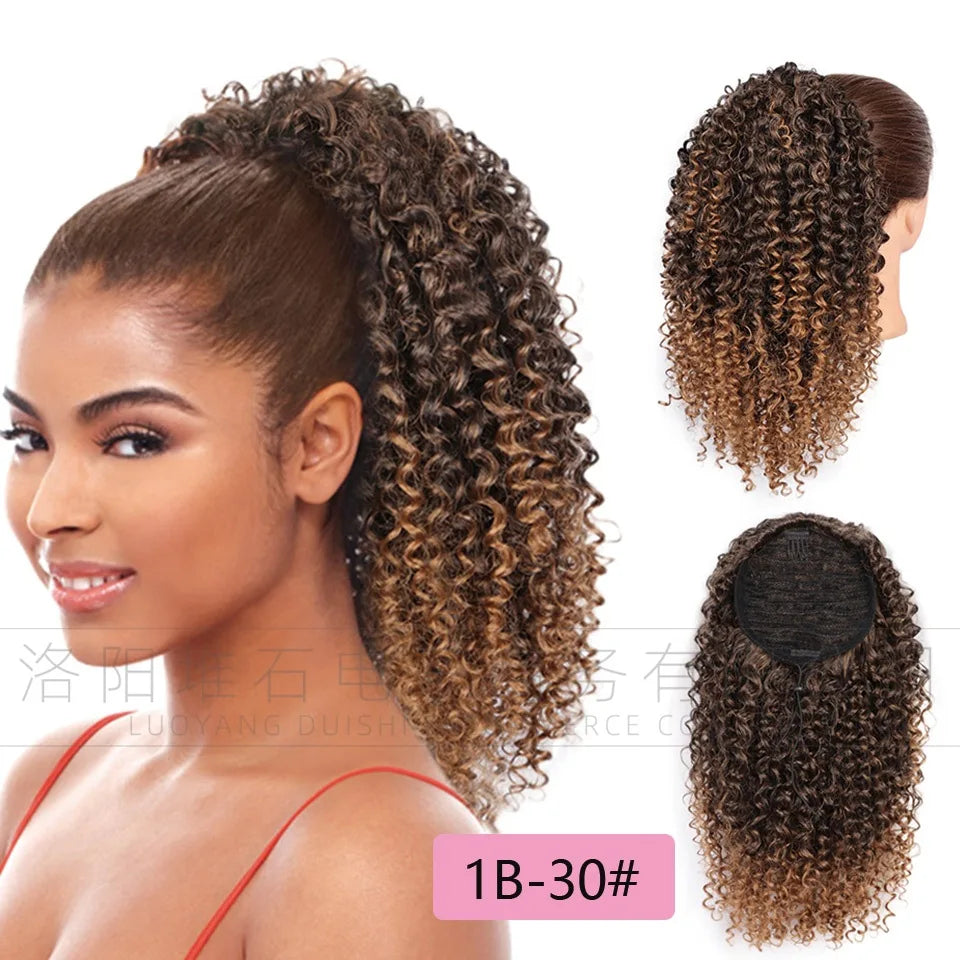Synthetic European and American women's African curly small wavy ponytail wig