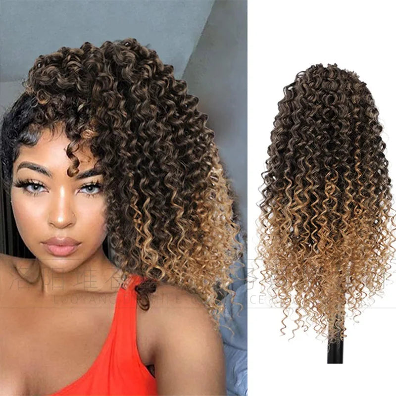 Synthetic European and American women's African curly small wavy ponytail wig