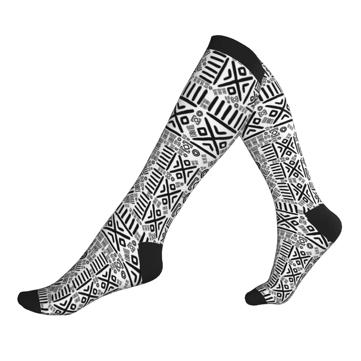 Traditional African Ethnic Tribal Ankara Geometric Art Mens Sports Compression Socks Spring Summer Autumn Winter Dress Socks