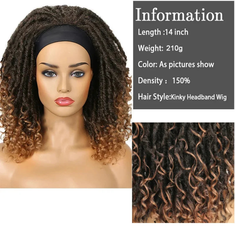 European and American headscarf wigs, African crochet braided dreadlocks, gradient color short curly hair headgear