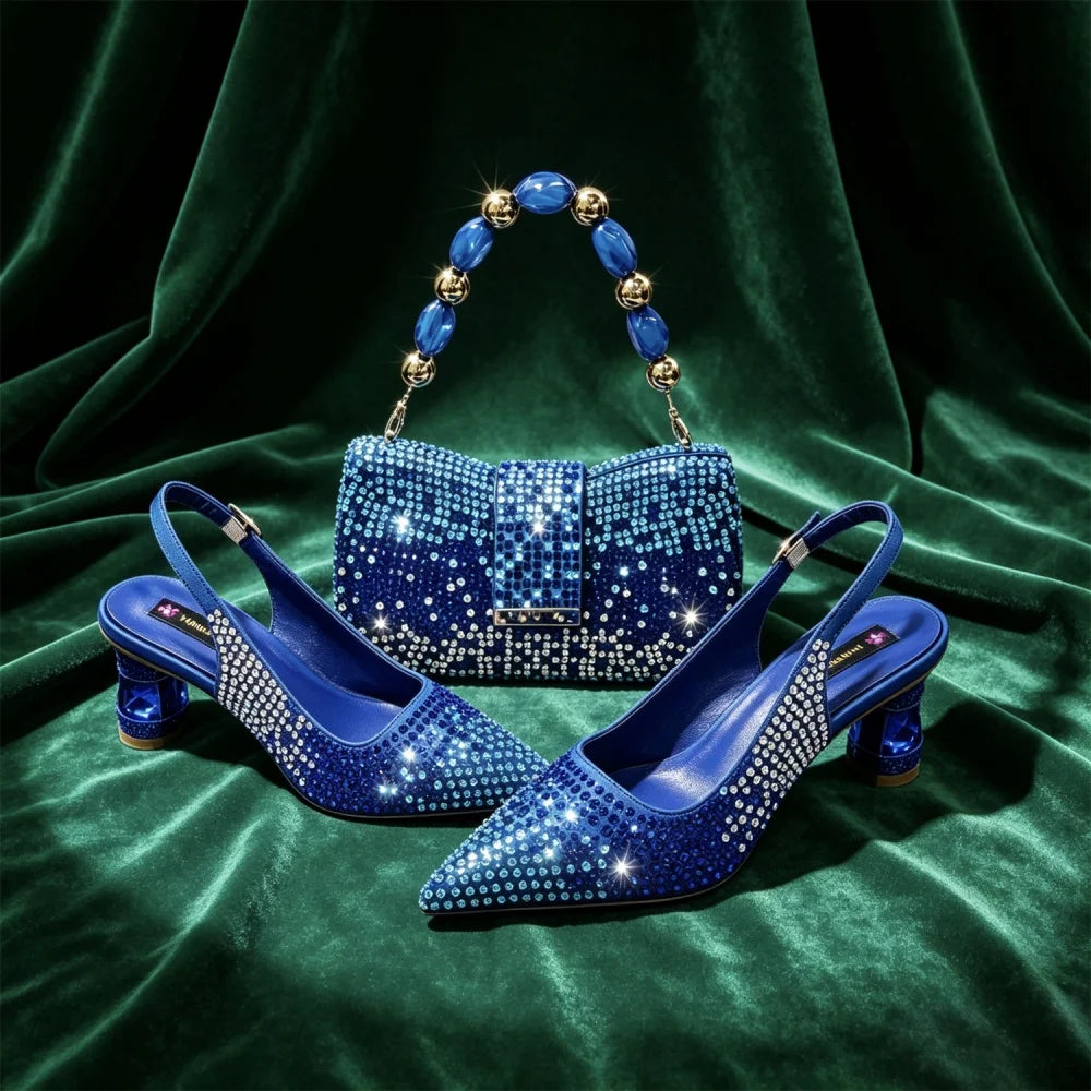 Newest INS Style 2026 Elegant High Heels Pointed-Toe Nigeria Popular Design African Ladies Shoes And Bag Set