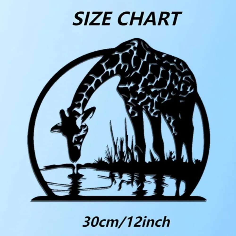 African Wildlife Aluminum Wall Art 12x16 Inch Waterproof Metal Silhouette Living Room Patio Garden Durable Gift Ornament