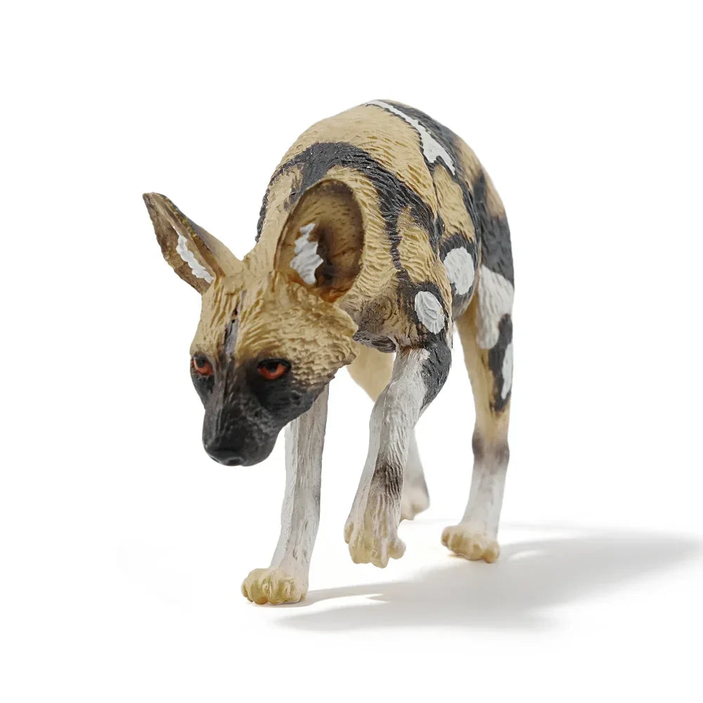Toymany Simulation African Wild Dog Wildlife Animal Model Toy Mini Figures Dolls Action Figurines Toys Children Gift Cake Decora