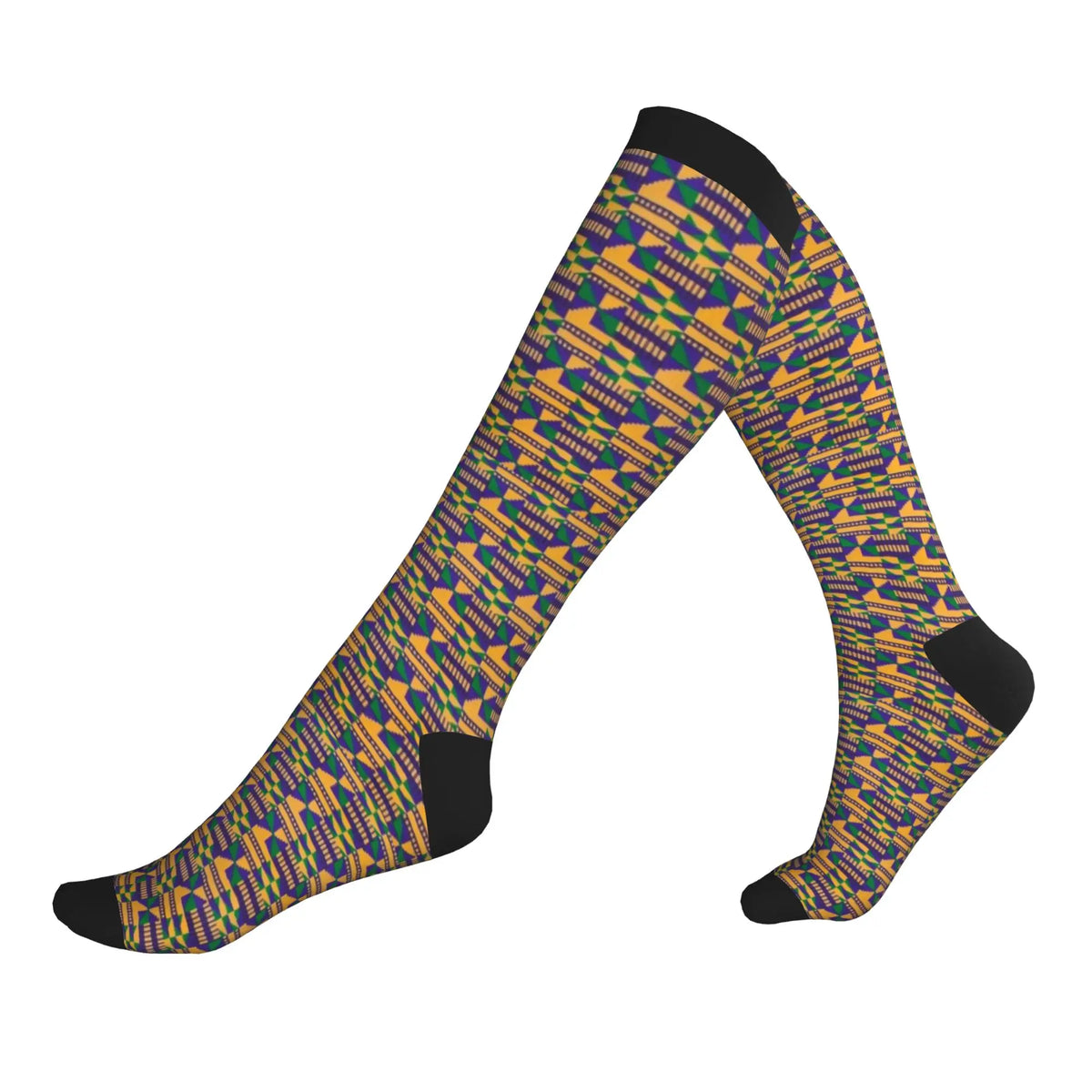 Traditional African Ethnic Tribal Ankara Geometric Art Mens Sports Compression Socks Spring Summer Autumn Winter Dress Socks