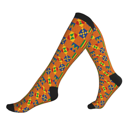 Ethnic Tribal Ankara African Zig Zag Men's Sports Compression Socks Unisex Fashion  Spring Summer Autumn Winter Dress Socks