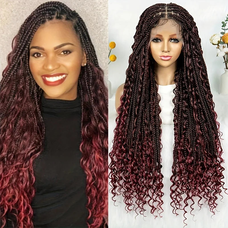 TK Amazon Cross-Border African Crochet Wig Three-Strand Braid Goddess Box Braids Crochet Hairpiece