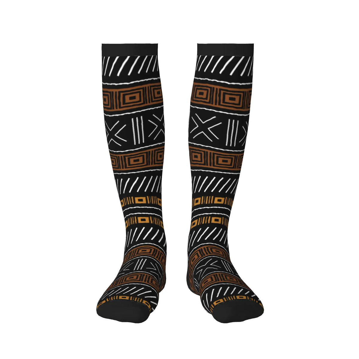 Traditional African Ethnic Tribal Ankara Geometric Art Mens Sports Compression Socks Spring Summer Autumn Winter Dress Socks