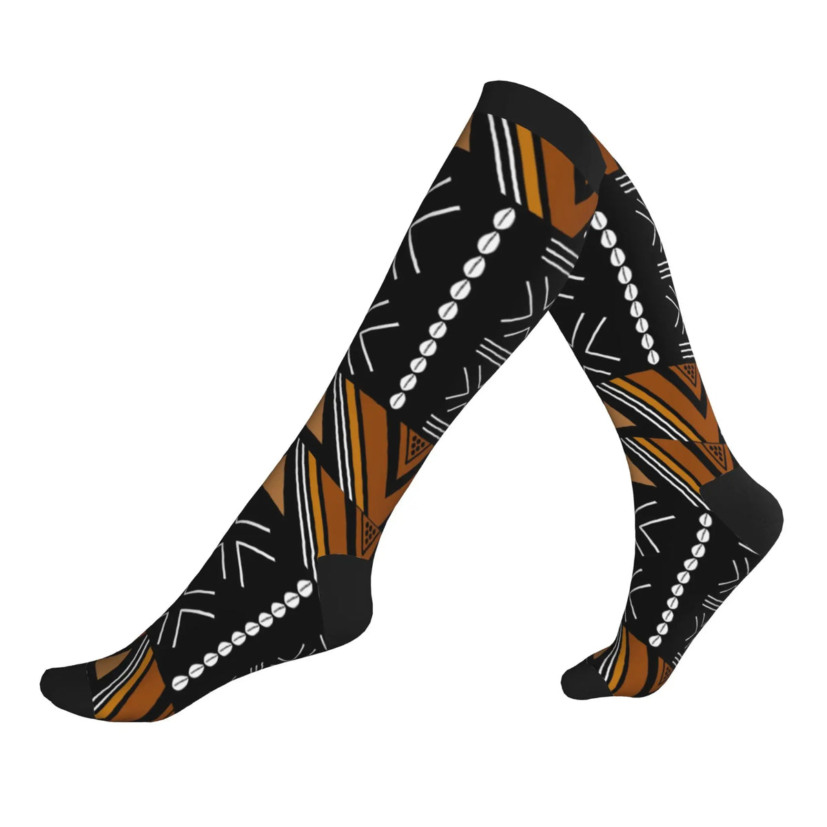 Bogolan African Mud Cloth Men Women Sports Compression Socks Unisex Funny 3D Printing Tribal Ethnic Pattern Dress Socks