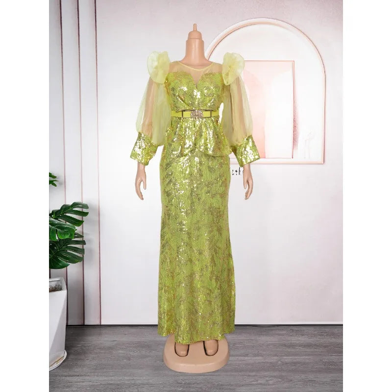 2025 New Women African Party Dress Dashiki Ankara Wedding Evening Gown Elegant Turkey Muslim Maxi Dress Plus Size Fashion