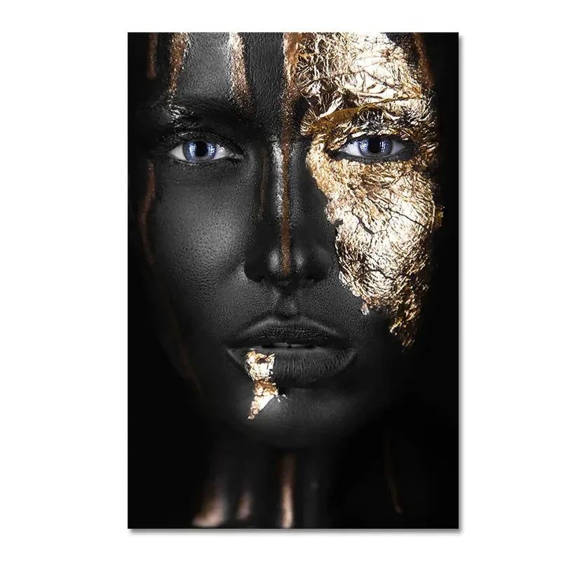 African Art Black and Gold Woman Oil Painting on Canvas Cuadros Posters and Prints Scandinavian Wall Art Picture for Living R