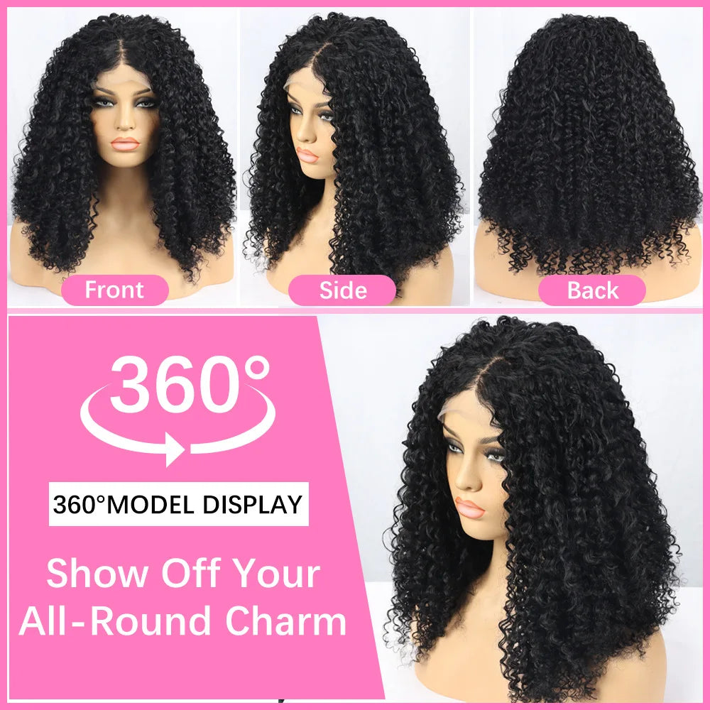 European and American women's African 4*4 lace front curly wigs synthetic fiber headgear