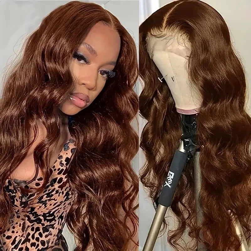 Fashionable front lace in piano color with large wavy curls, African synthetic fiber wig