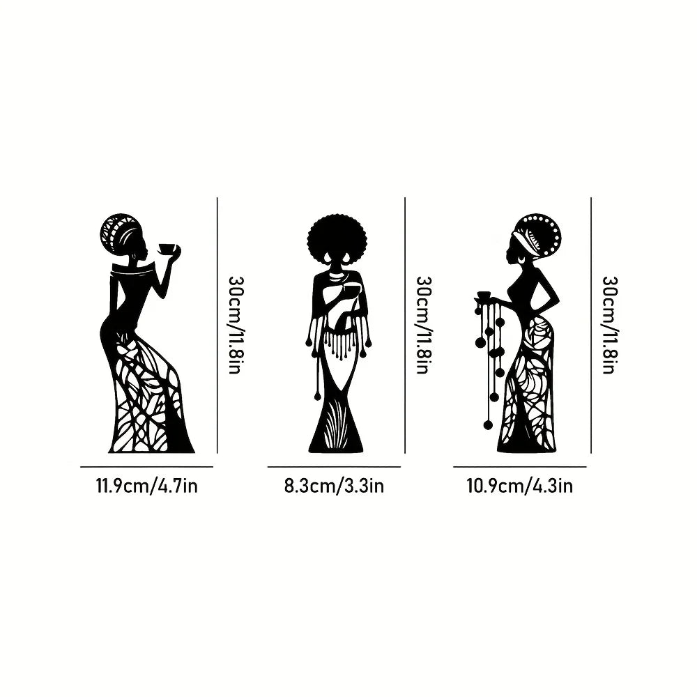 CIFBUY Iron Wall Art African Woman Silhouette Metal Sculpture Modern Decor Sign For Living Room Bedroom Office Easy Hang