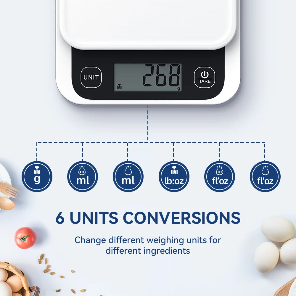 5kg/0.1g/1g Smart Kitchen Scales Nutrition Scale Smart Food Calories Scale Cook Bake Digital Scale with Nutrition Calculator APP