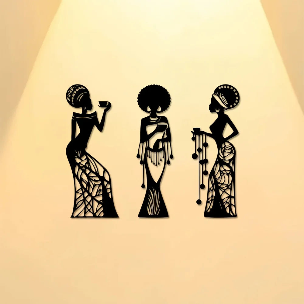 CIFBUY Iron Wall Art African Woman Silhouette Metal Sculpture Modern Decor Sign For Living Room Bedroom Office Easy Hang