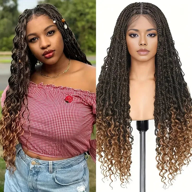 TK Amazon Cross-Border African Crochet Wig Three-Strand Braid Goddess Box Braids Crochet Hairpiece