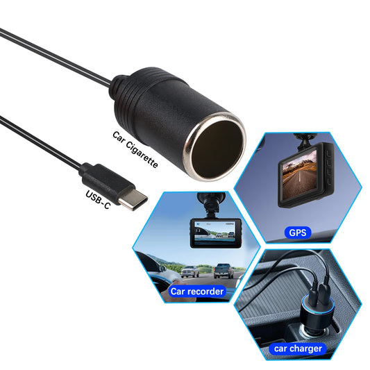 Car Electronics Accessories Cigarette Lighter Adapter Converter 1pc Type C Male to Female 5V USB To 12V Cigarette Lighter Socket