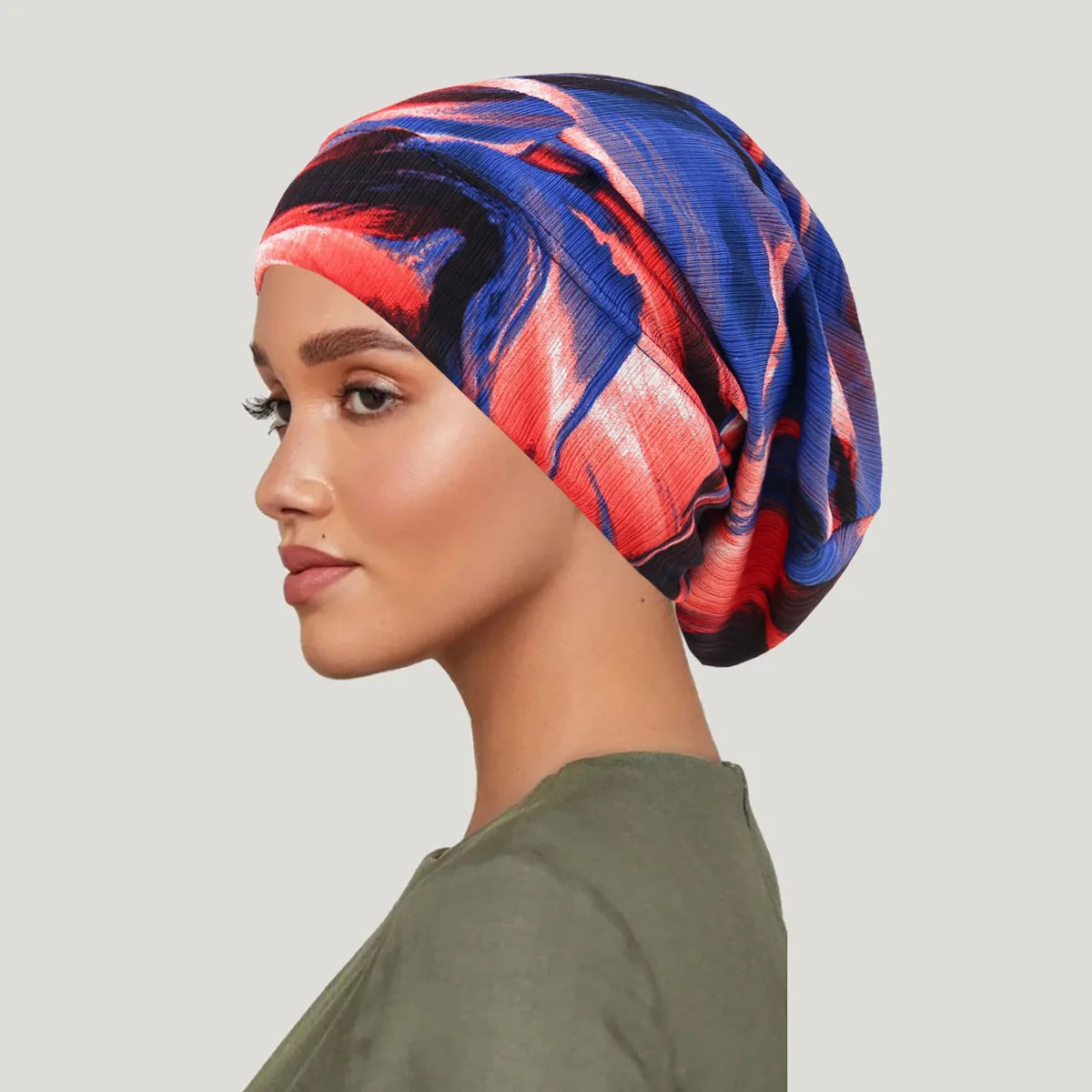 2026 New Tie-dye Hair Cover Cap Luxury Lace Muslim Turban Hat Women Chemo Cap Headscarf Wraps African Beanie Headwear
