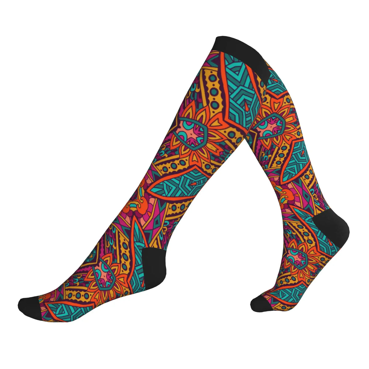 Bogolan African Mud Cloth Men Women Sports Compression Socks Unisex Funny 3D Printing Tribal Ethnic Pattern Dress Socks