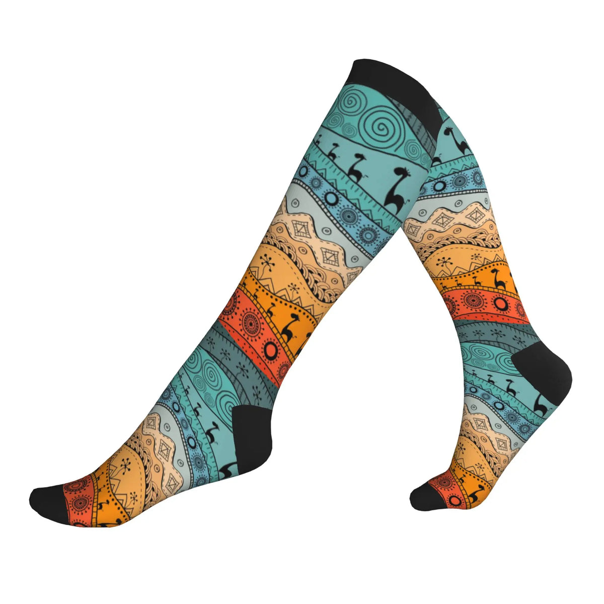 African Safari Mud Cloth Dress Socks Men Women Warm Fashion Tribal Ethnic Bohemian Motif Sports Compression Socks