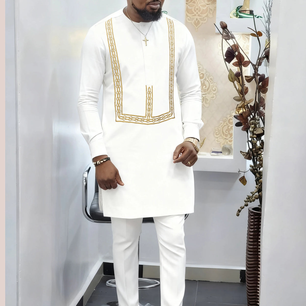 Men's Designer Clother Luxury Brand Clothing For Male African Traditional Outfit Dashiki 2Pc Elegant Men Suits Full Pant Sets