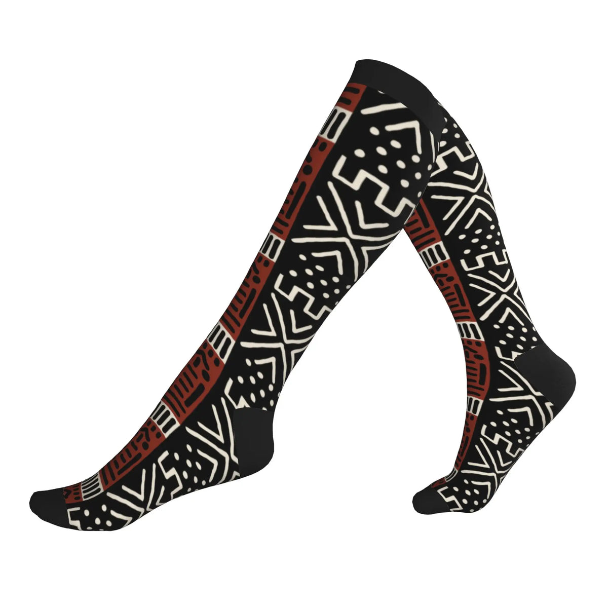Bogolan African Mud Cloth Men Women Sports Compression Socks Unisex Funny 3D Printing Tribal Ethnic Pattern Dress Socks