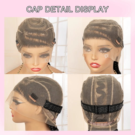 New Synthetic Afro Braided Wig Full Lace Cornrow Box Braids Wig 18 inches Lace Frontal Braiding Wig for African Black Women