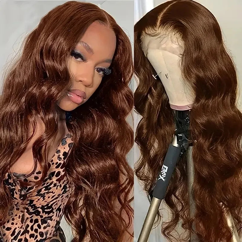 Fashionable front lace in piano color with large wavy curls, African synthetic fiber wig