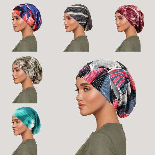 2026 New Tie-dye Hair Cover Cap Luxury Lace Muslim Turban Hat Women Chemo Cap Headscarf Wraps African Beanie Headwear