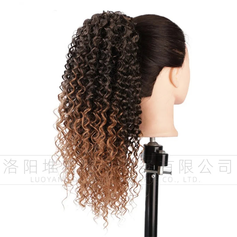 Synthetic European and American women's African curly small wavy ponytail wig