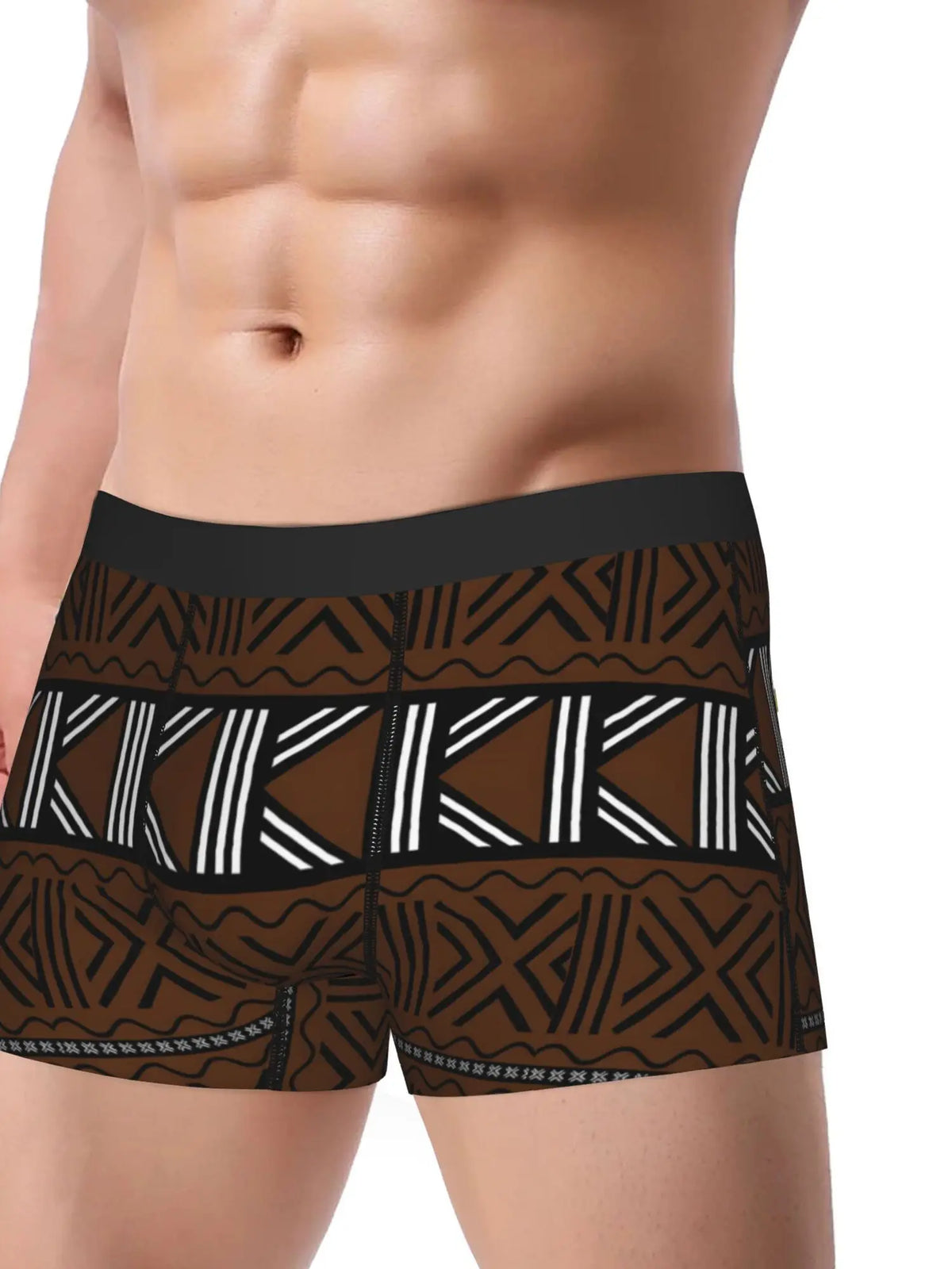 BIIHUDU Men's African Tribal Print Boxer Briefs - Mid-Stretch Breathable Fabric, Non-Transparent, Hand Wash/Dry Clean, Bold Cult