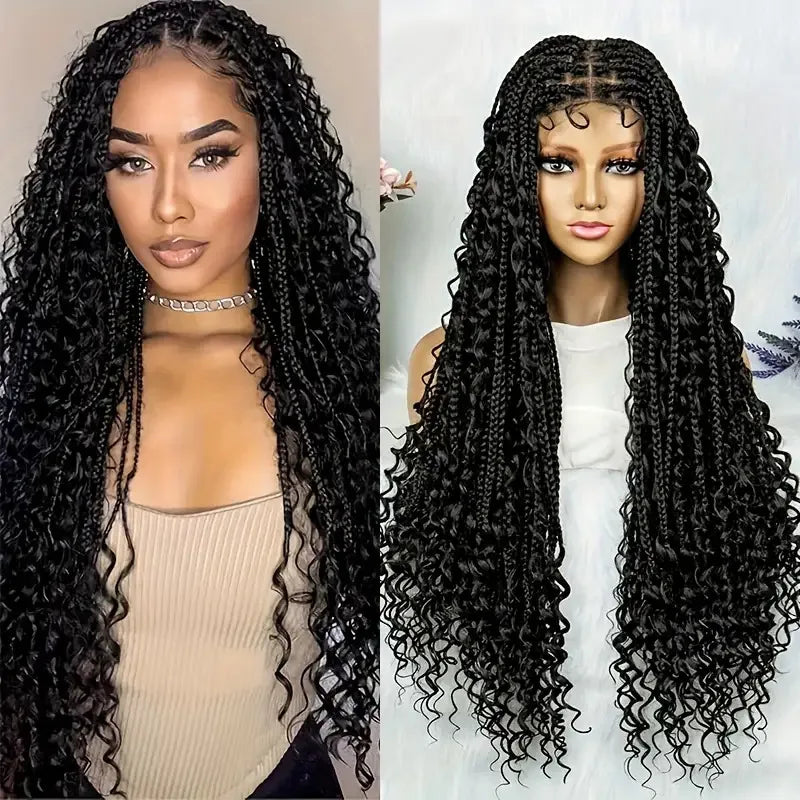 TK African wig three-strand braid Goddess Box Braids crochet hairpiece